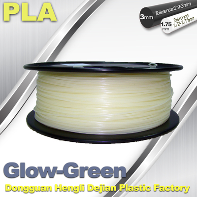 เส้นใย PLA 1.75 มม. / 3.0 มม. เรืองแสงเป็นสีเขียวเข้มสำหรับเครื่องพิมพ์ 3 มิติ